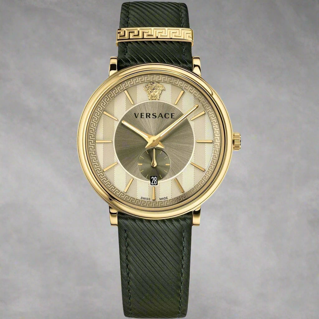 Versace women's black band gold tone dial analog Watches