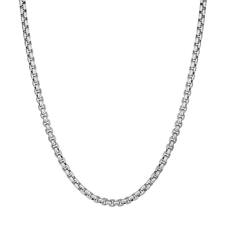 3.8mm Sterling Silver Rhodium Plated Round Box Chain