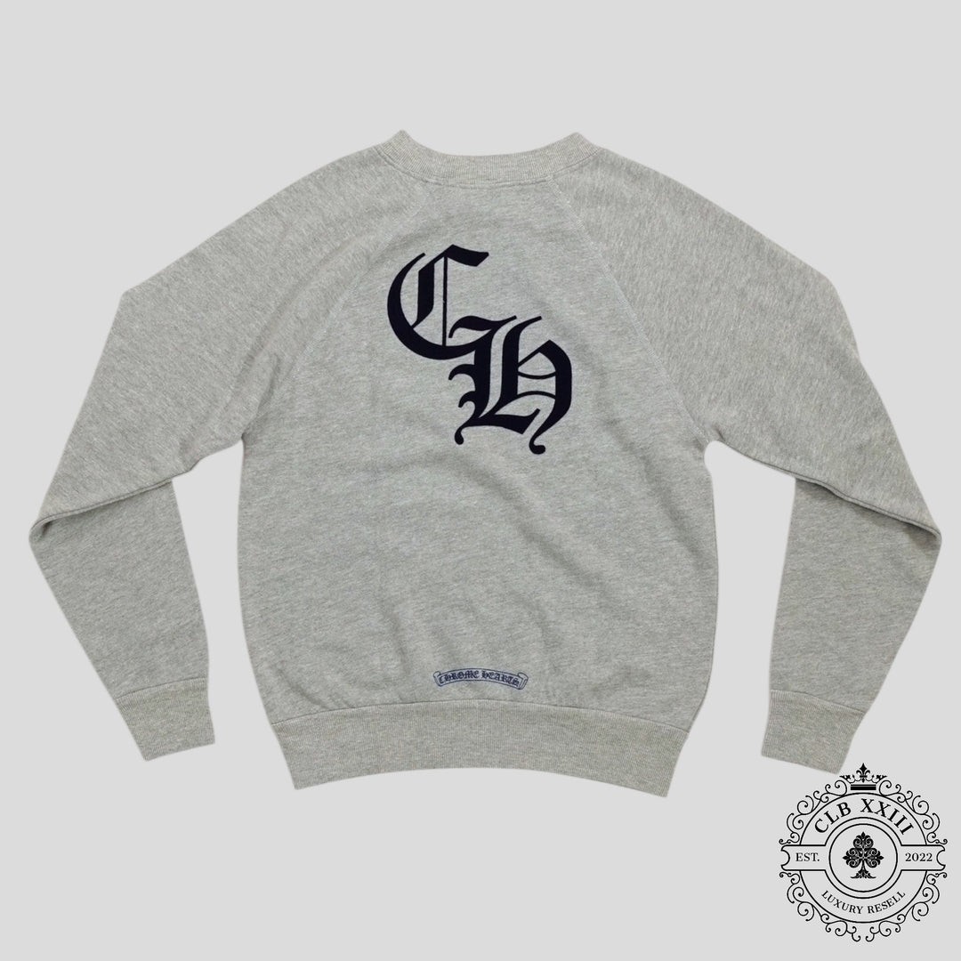 Chrome Hearts Women's Triple Cross CH Flocked Crewneck in Grey