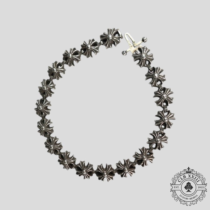 CHROME HEARTS Tiny Plus Sterling Silver Bracelet – 7” Authentic