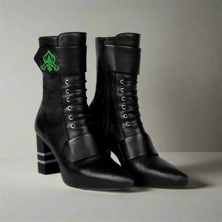 Michaela V Marta Black Leather Knee-High Boots