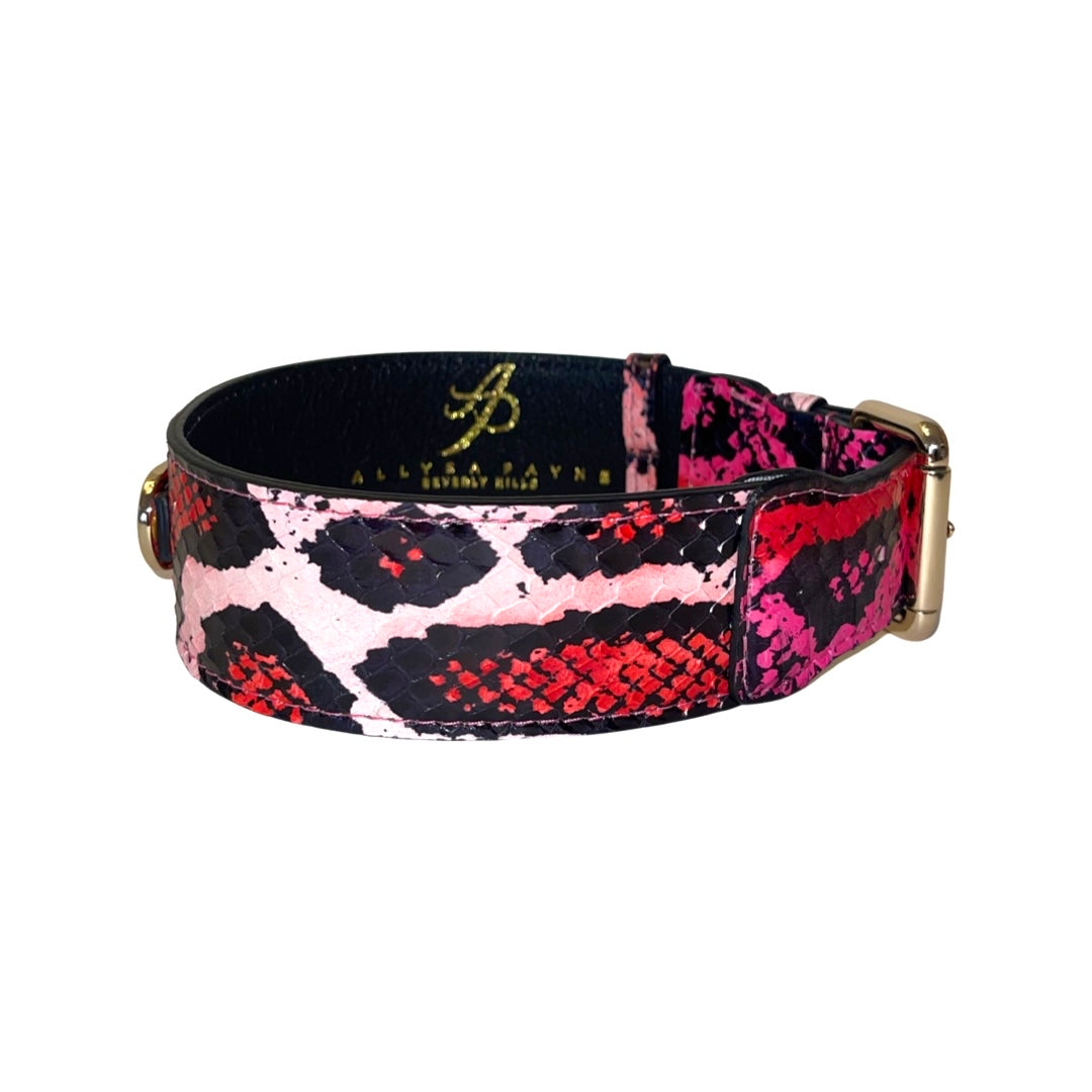Fuchsia/Light Pink/Red &amp; Black Snake Classic Collar