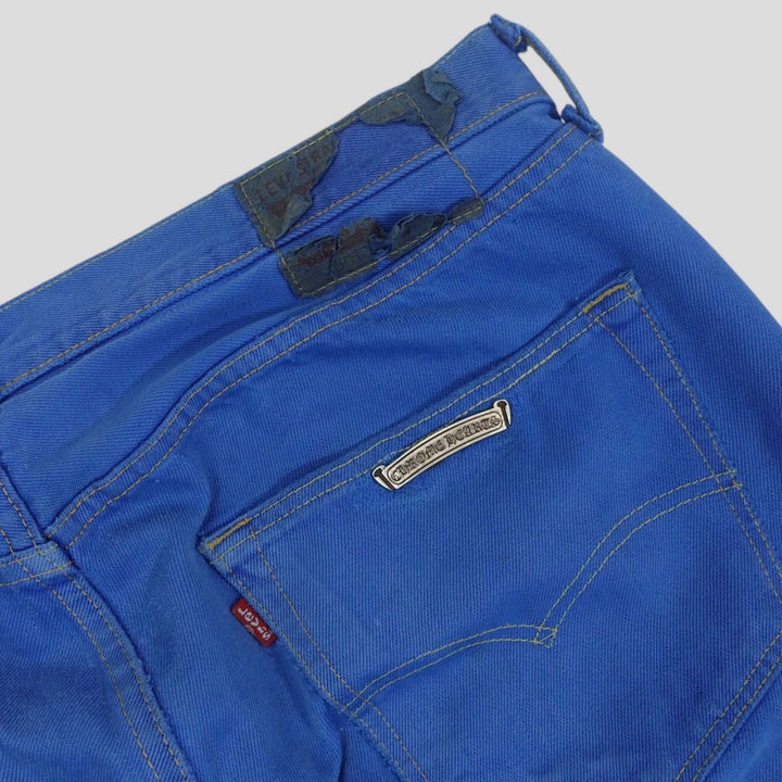 Chrome Hearts Levis Cross Patch Jeans in Blue showcasing the unique design and luxury denim features.