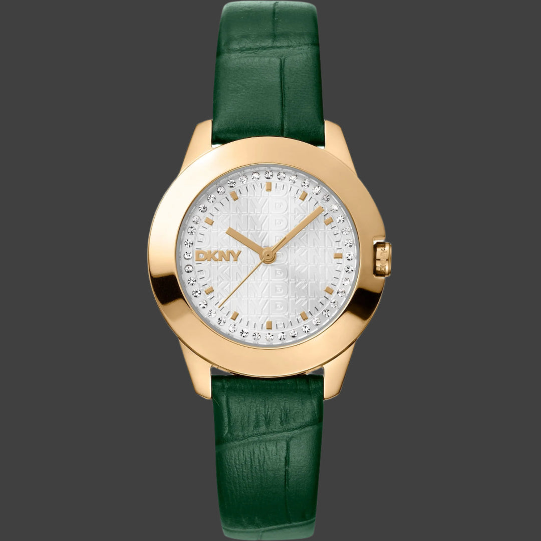 DKNY women's white dial gold bezel analog Watches