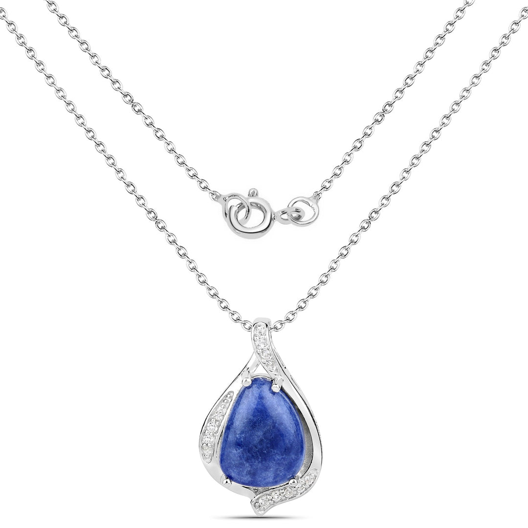 2.39 Carat Genuine Blue Aventurine and White Topaz .925 Sterling Silver Pendant