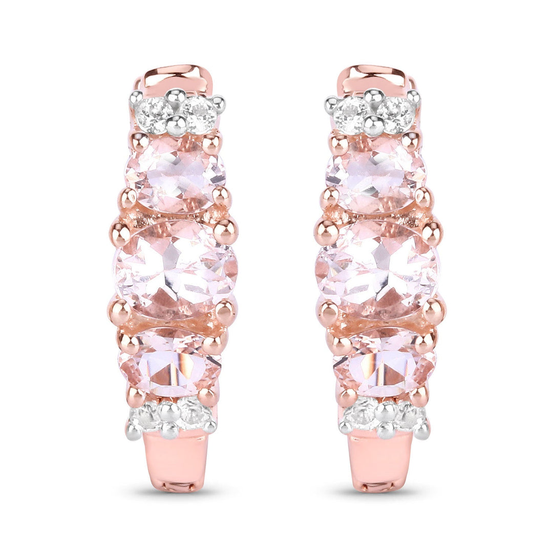 1.32 Carat Genuine Morganite and White Topaz .925 Sterling Silver Earrings