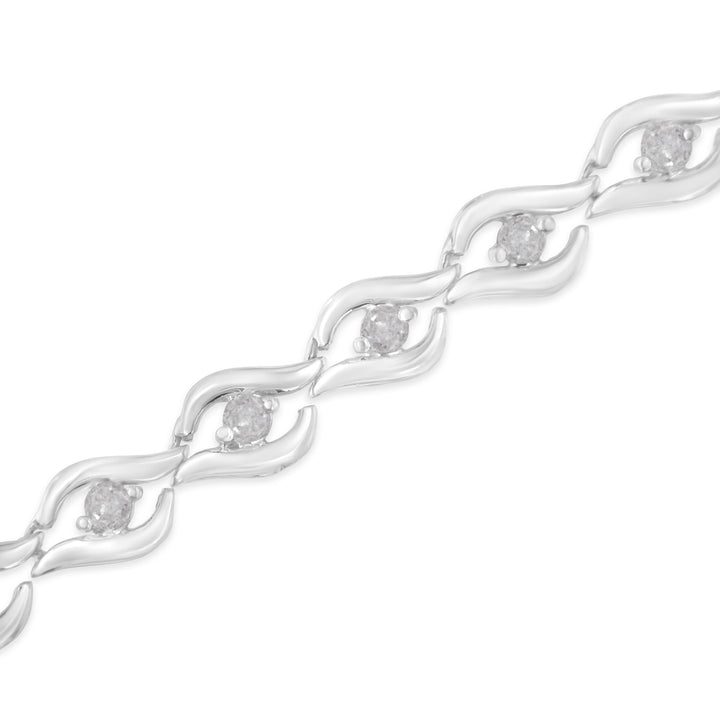 .925 Sterling Silver 1/2 Cttw Rose Cut Diamond Almond Shape Link Tennis Bracelet (I-J Color, I3 Clarity) - 7â€Â