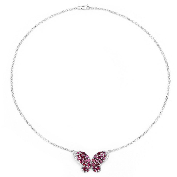 4.15 Carat Genuine Rhodolite and White Topaz .925 Sterling Silver Pendant
