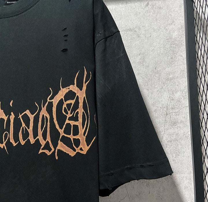 Balenciaga Faded Black T-Shirt Without Collar