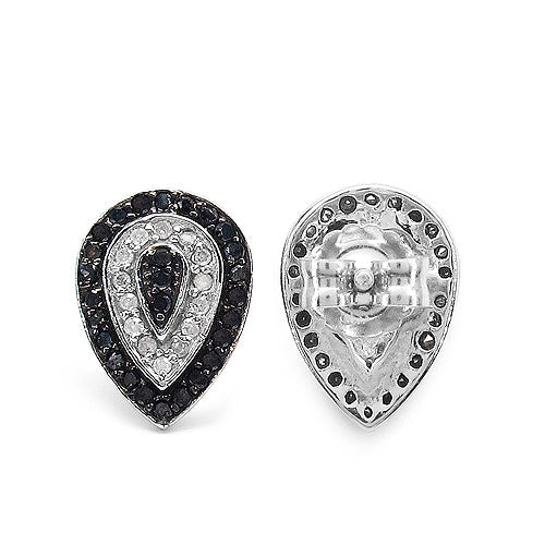 0.47 Carat Genuine Black Diamond &amp; White Diamond .925 Sterling Silver Earrings