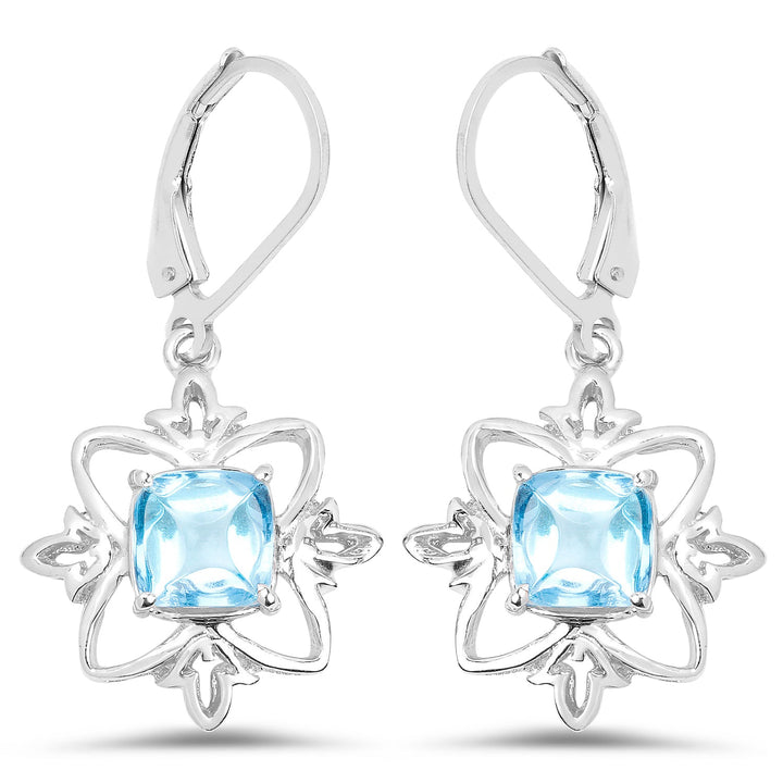 5.30 Carat Genuine Swiss Blue Topaz .925 Sterling Silver Earrings