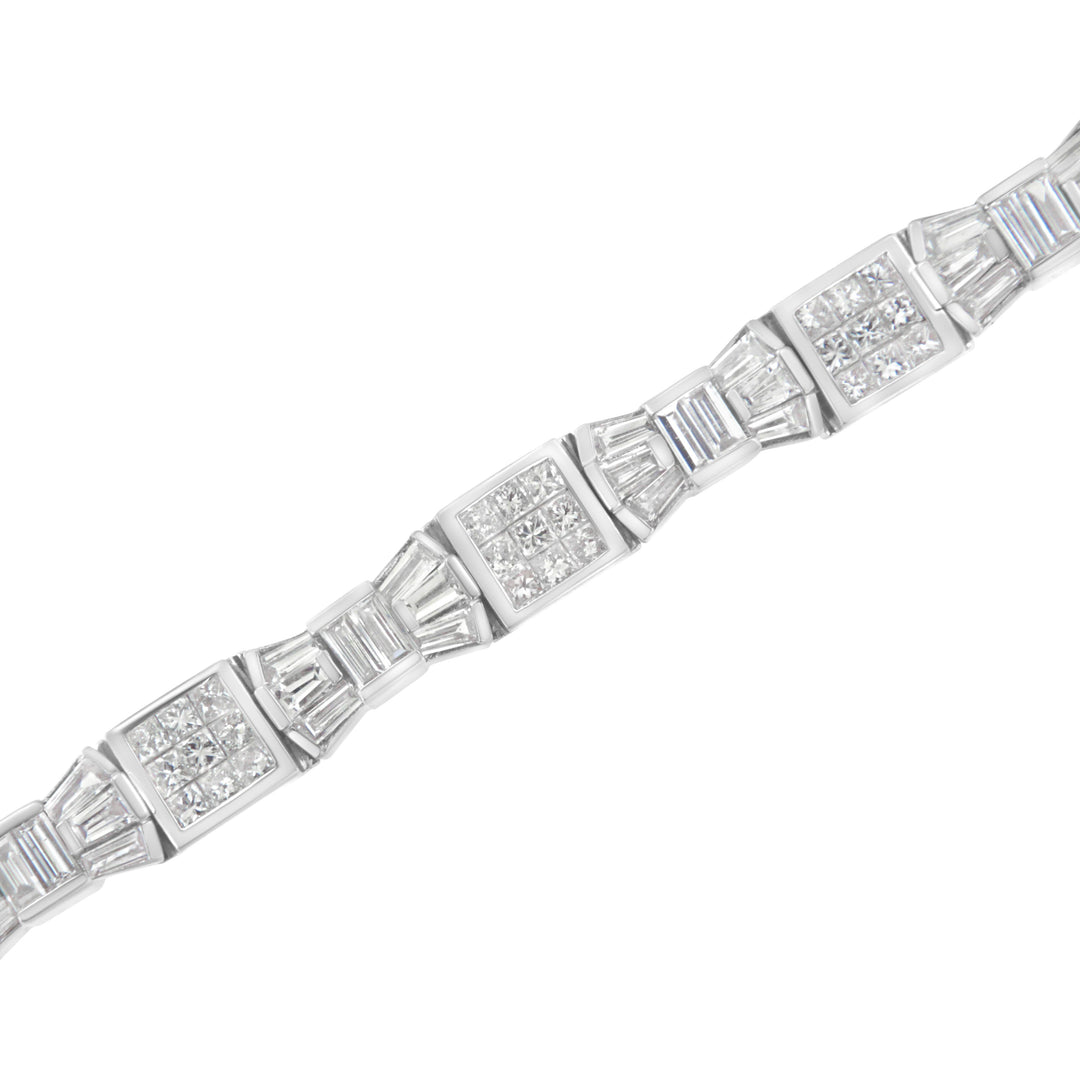 14K Yellow Gold 9.0 Cttw Diamond Alternating Bow and Box Link Bracelet (G-H Color, VS1-VS2 Clarity)- 7"