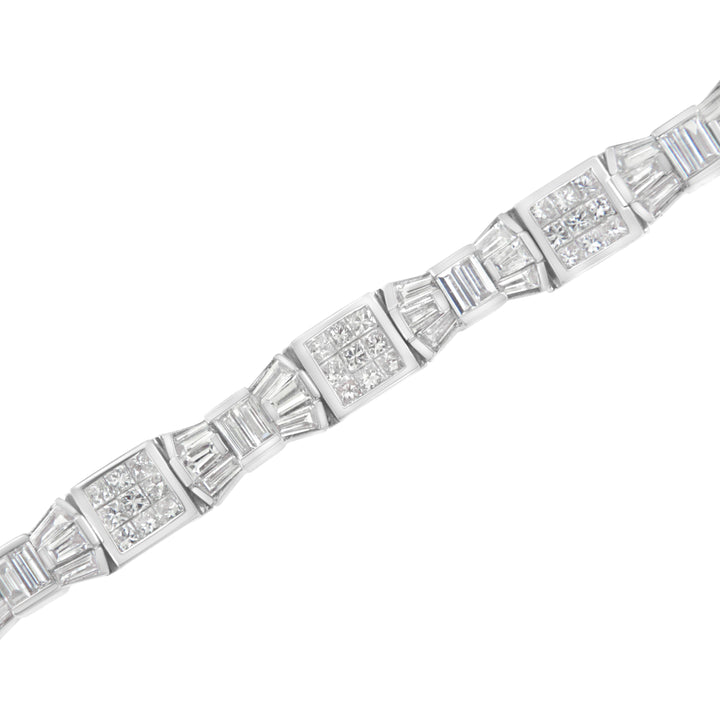 14K Yellow Gold 9.0 Cttw Diamond Alternating Bow and Box Link Bracelet (G-H Color, VS1-VS2 Clarity)- 7"