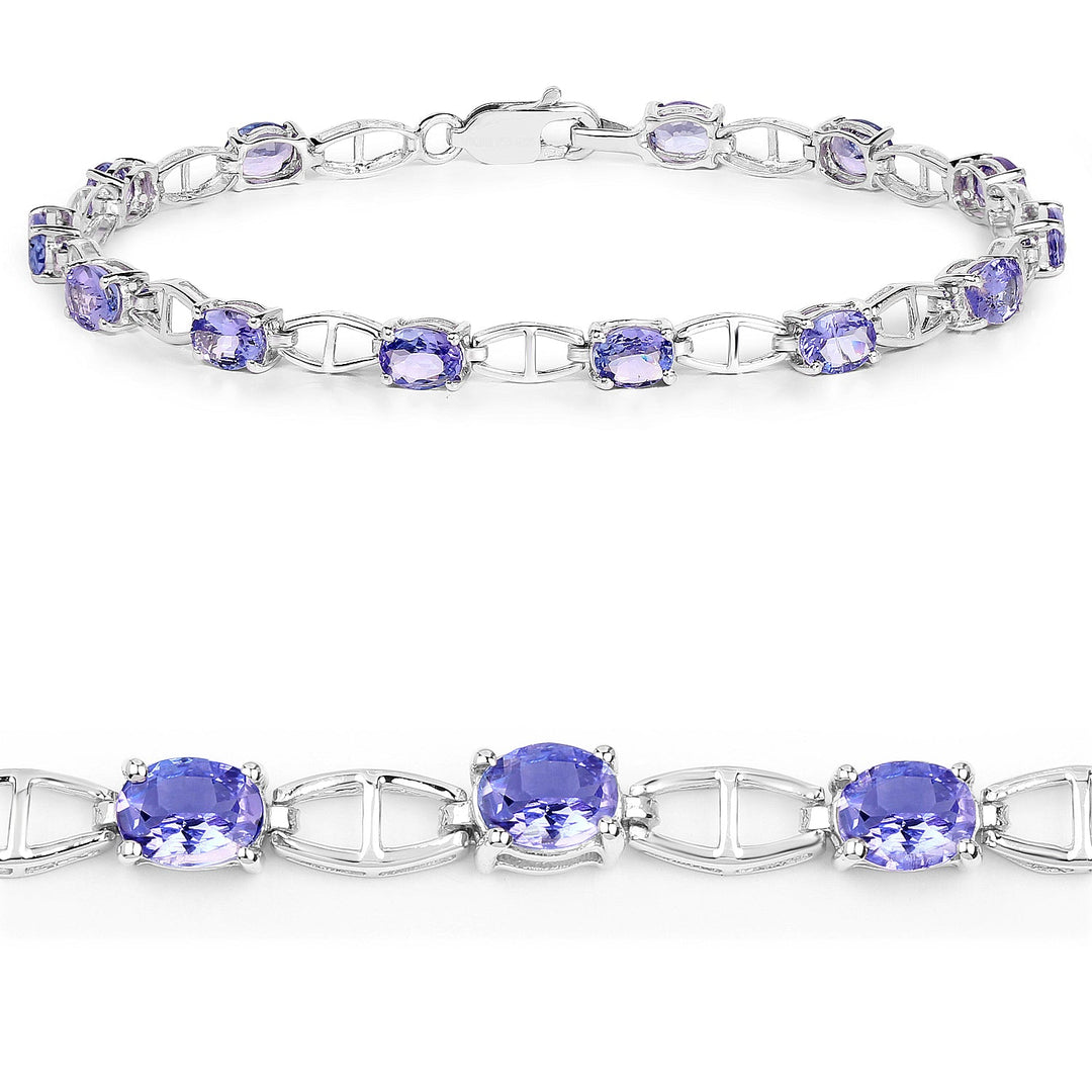 4.29 Carat Genuine Tanzanite .925 Sterling Silver Bracelet