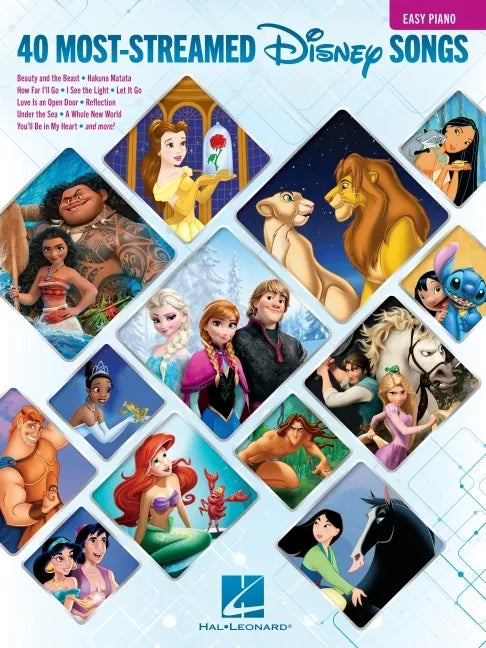 The 40 Most-Streamed Disney Songs: Easy Disney Piano Sheet Music Songbook for Beginners - Paperback