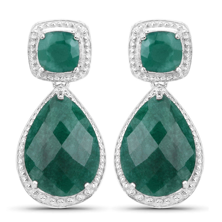 26.00 Carat Dyed Emerald .925 Sterling Silver Earrings