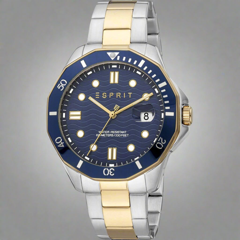 Esprit  men's blue dial day date quartz analog Watches