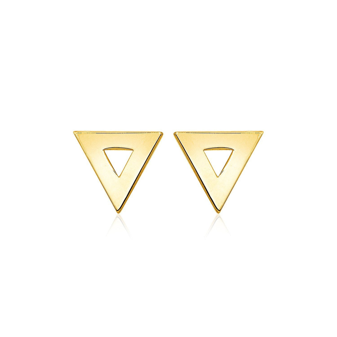 14k Yellow Gold Polished Open Triangle Post Earrings