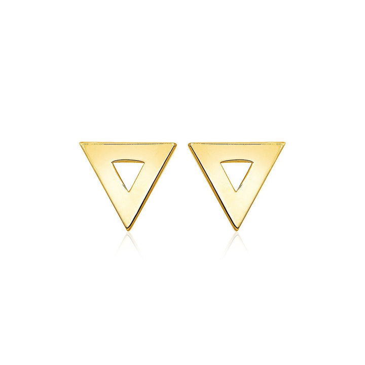 14k Yellow Gold Polished Open Triangle Post Earrings