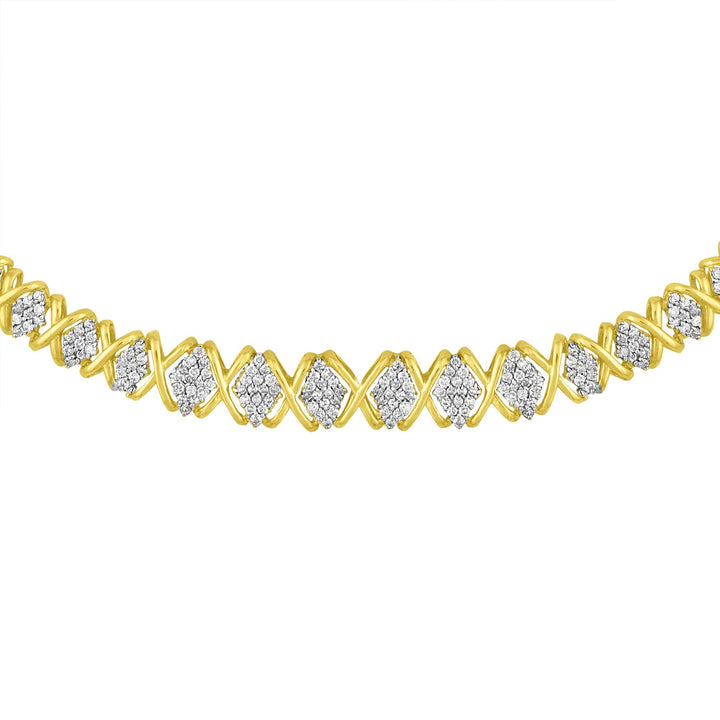 10K Yellow Gold 4 cttw Brilliant Round-Cut Diamond Graduating Riviera Statement Necklace (H-I Color, I2-I3 Clarity)
