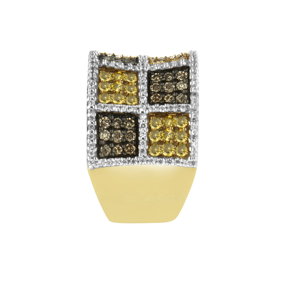 14KT Yellow Gold Champagne, Yellow and Round Diamond Band Ring (1 1/2 cttw, H-I Color, I1-I2 Clarity)