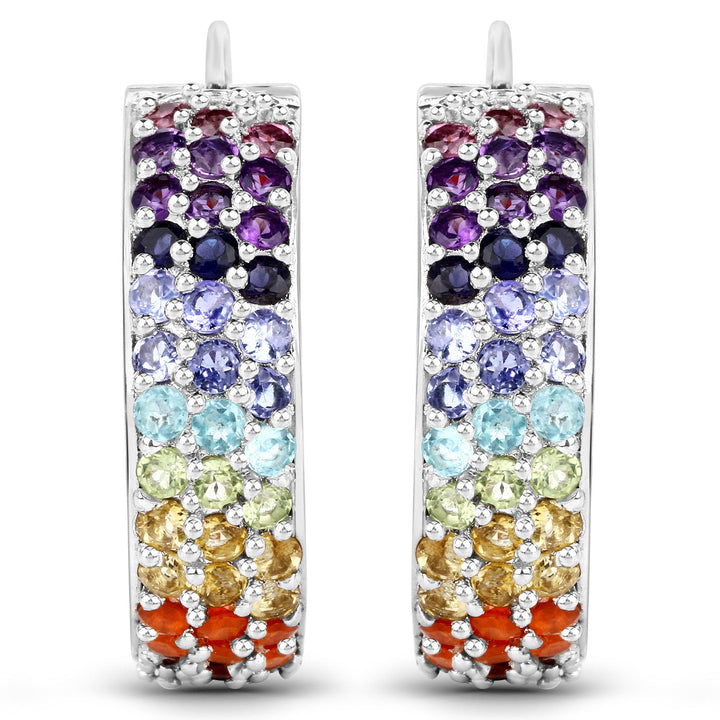8.79 Carat Genuine Multi Stones .925 Sterling Silver Earrings