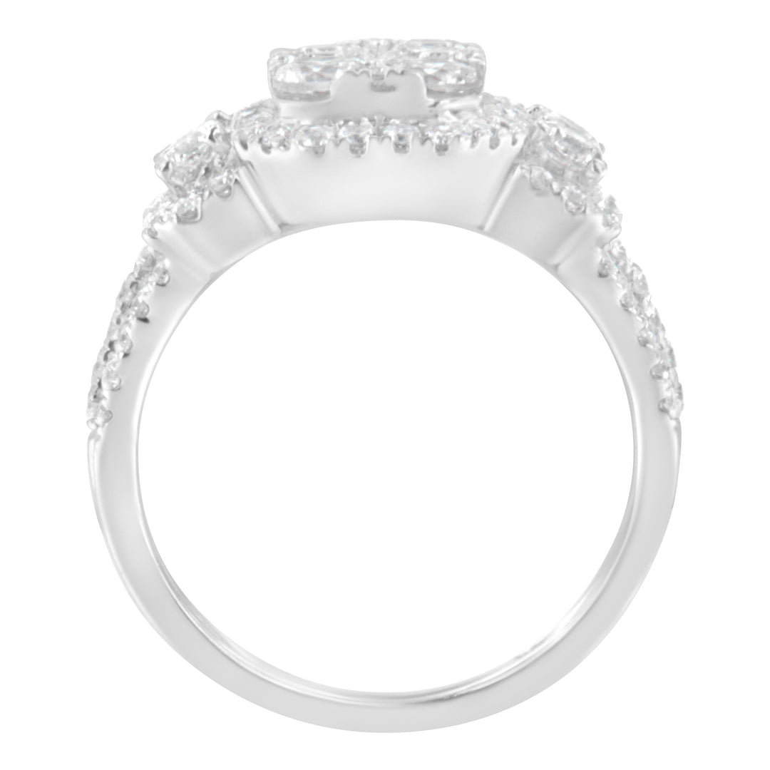 14K White Gold 2 1/4 Cttw Diamond Cocktail Cluster Ring (G-H Color, SI2-I1 Clarity) - Size 7