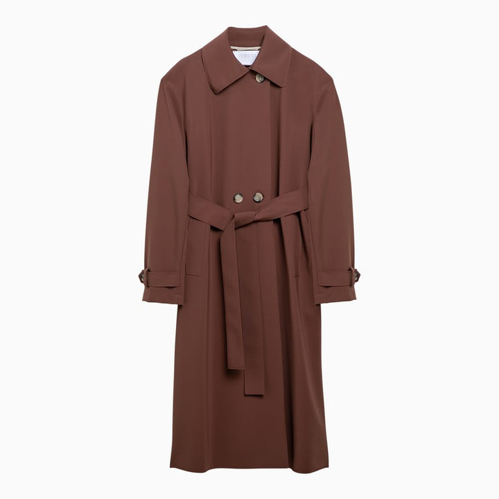 Harris Wharf London Trench-Coat Marron À Double Boutonnage Avec Ceinture Women