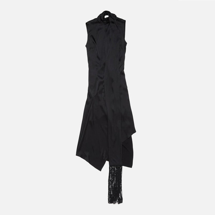 Acne Studios Black Satin Dress With Scarf Women