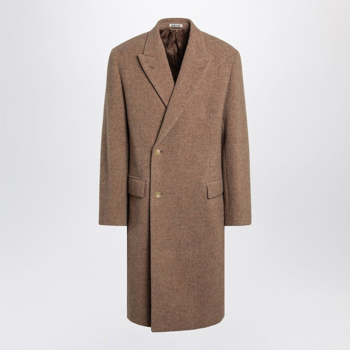 Auralee Beige Double-Breasted Wool Coat Men