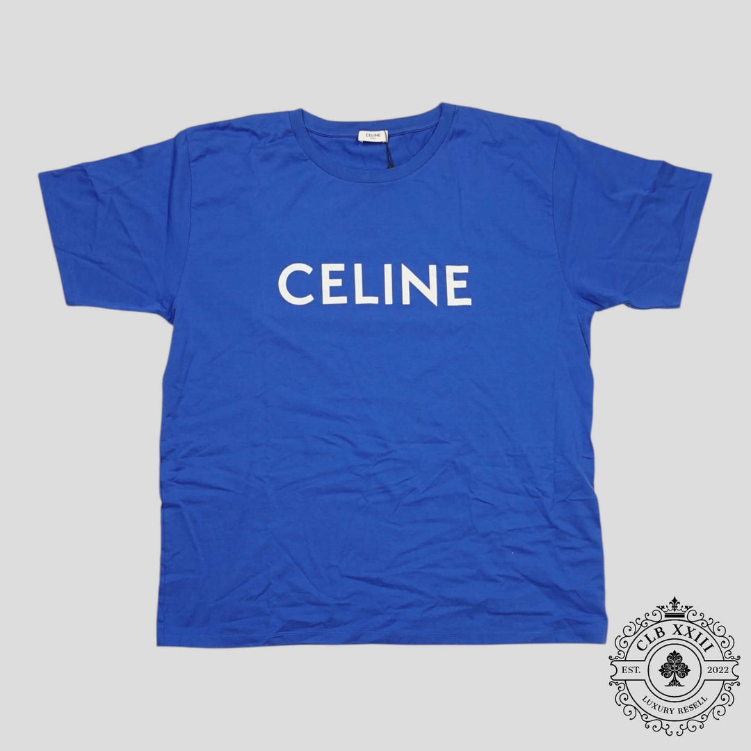 Celine Homme Logo Tee in Blue