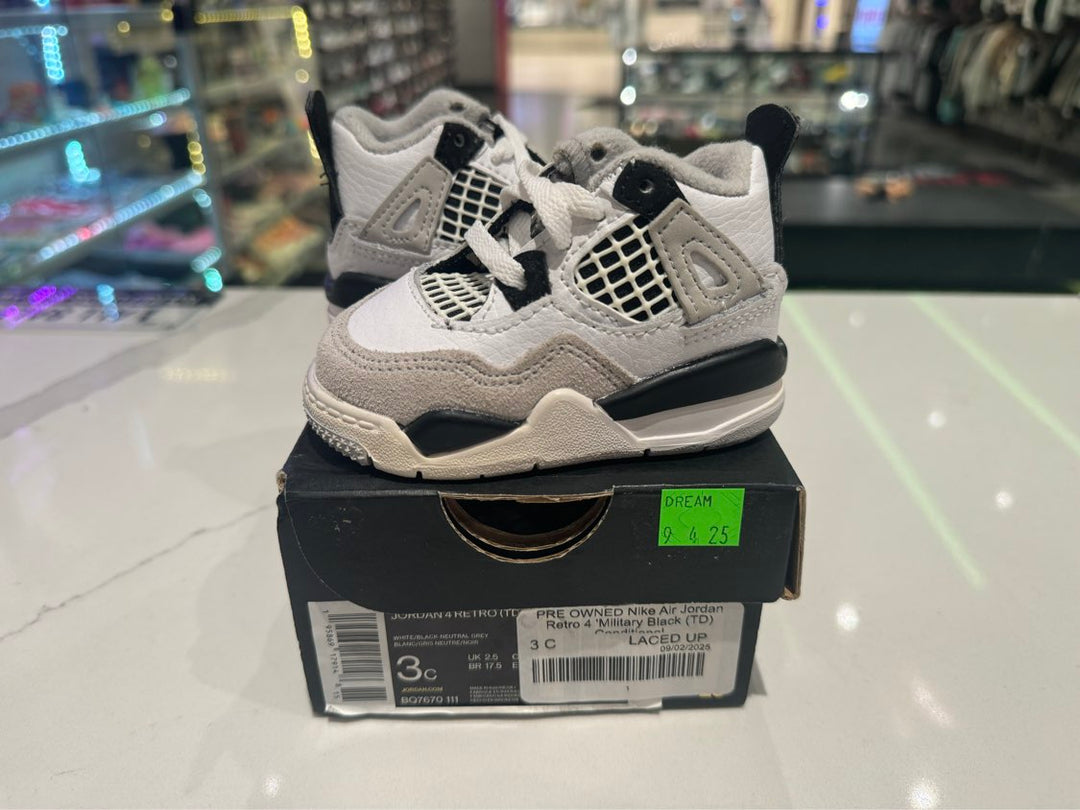 PRE OWNED Nike Air Jordan Retro 4 'Military Black (TD) Conditional