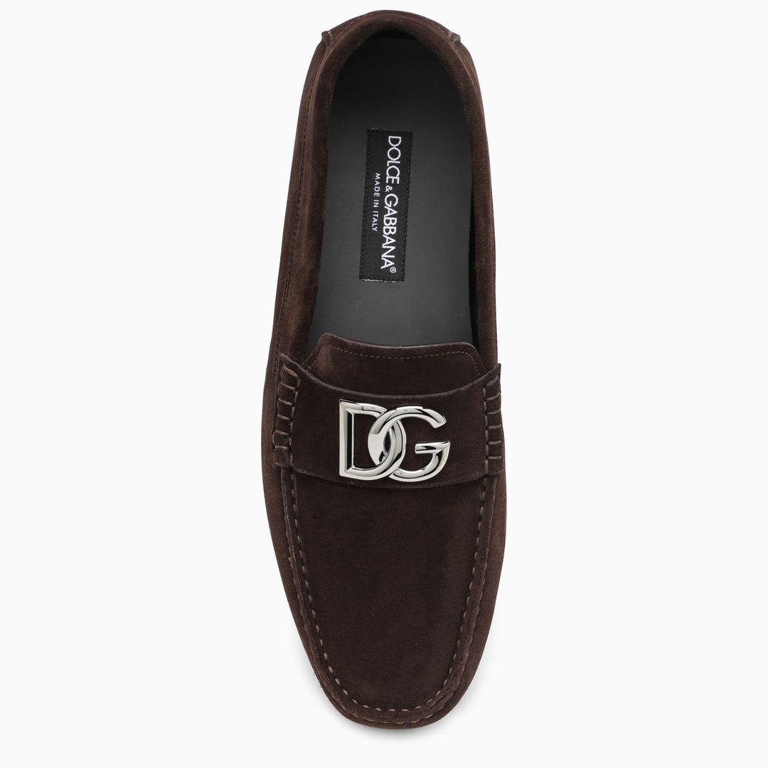 Dolce&amp;Gabbana Brown Suede Loafer With Logo