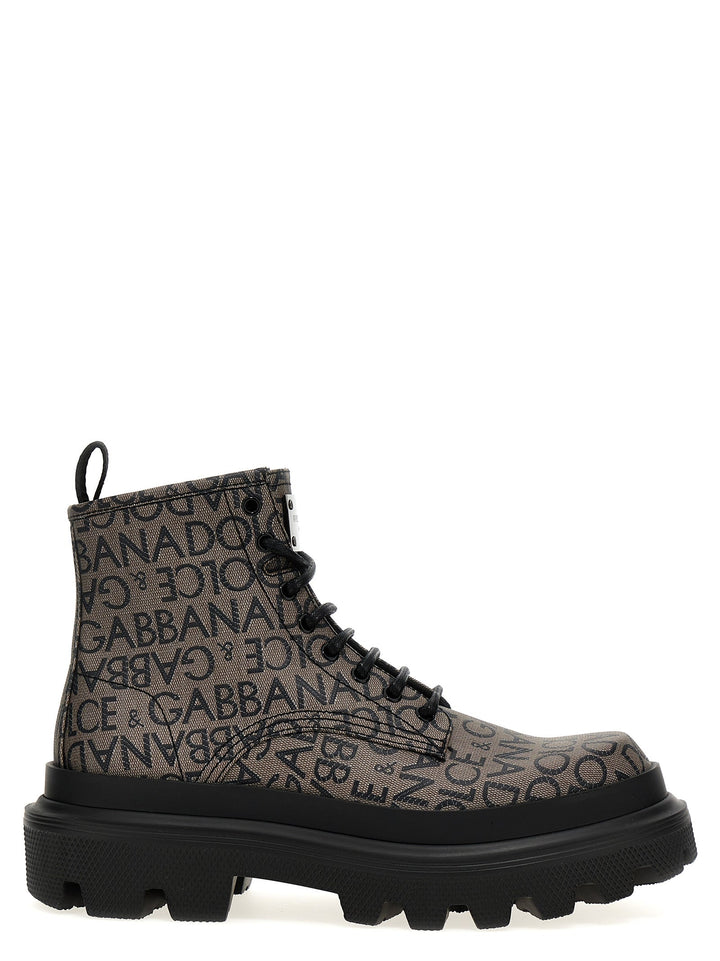 Dolce &amp; Gabbana Jacquard Logo Combat Boots
