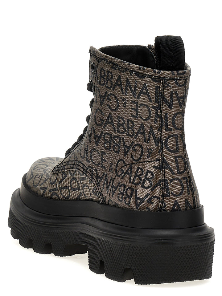 Dolce &amp; Gabbana Jacquard Logo Combat Boots