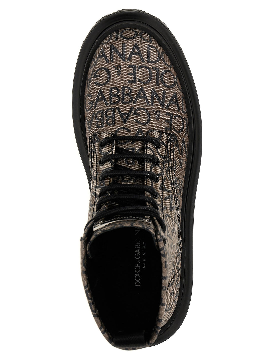 Dolce &amp; Gabbana Jacquard Logo Combat Boots