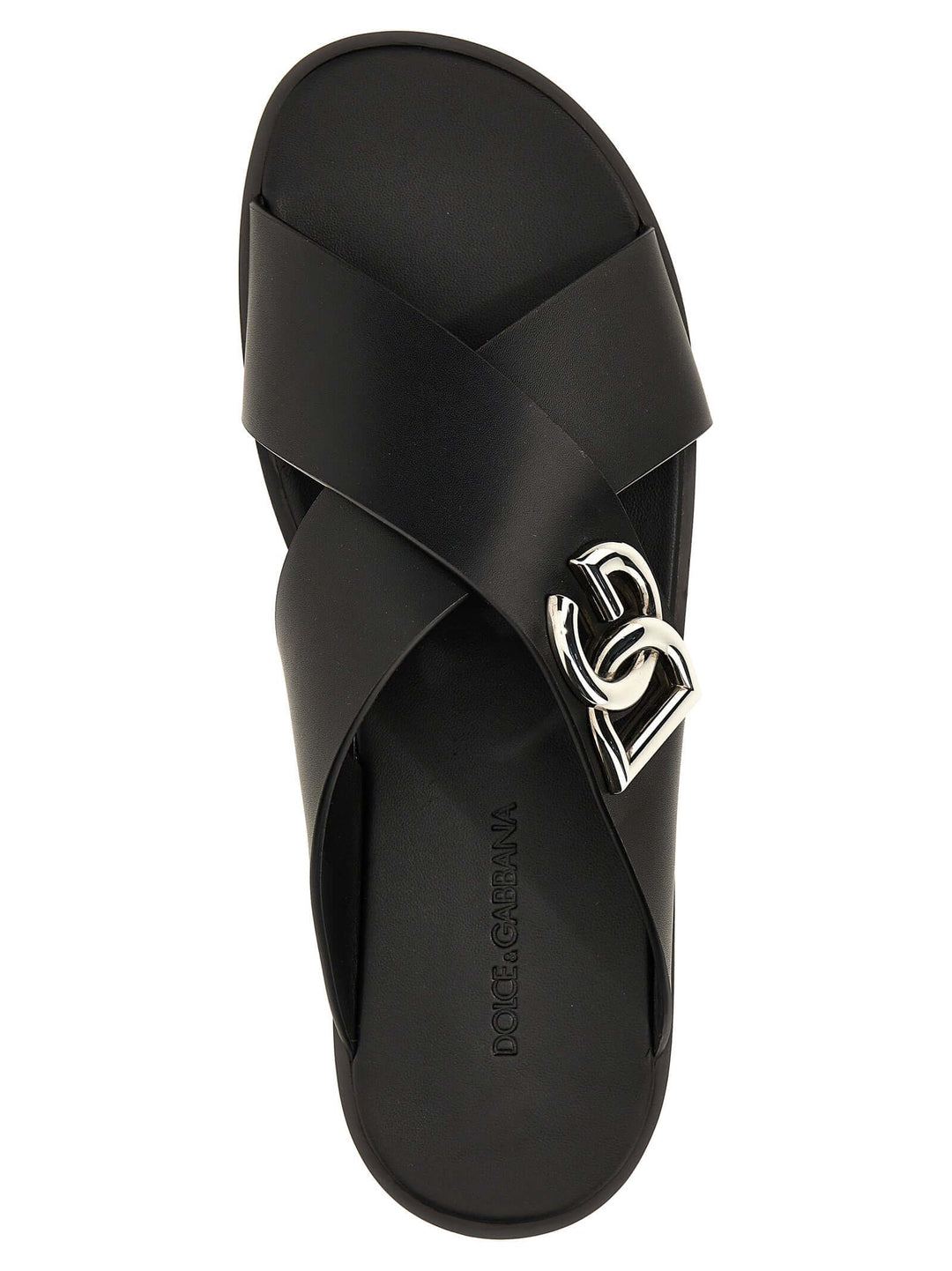 Dolce & Gabbana Men Logo Leather Sandals