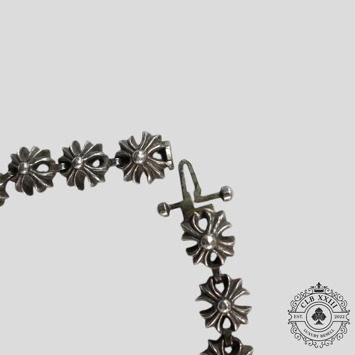 CHROME HEARTS Tiny Plus Sterling Silver Bracelet – 7” Authentic
