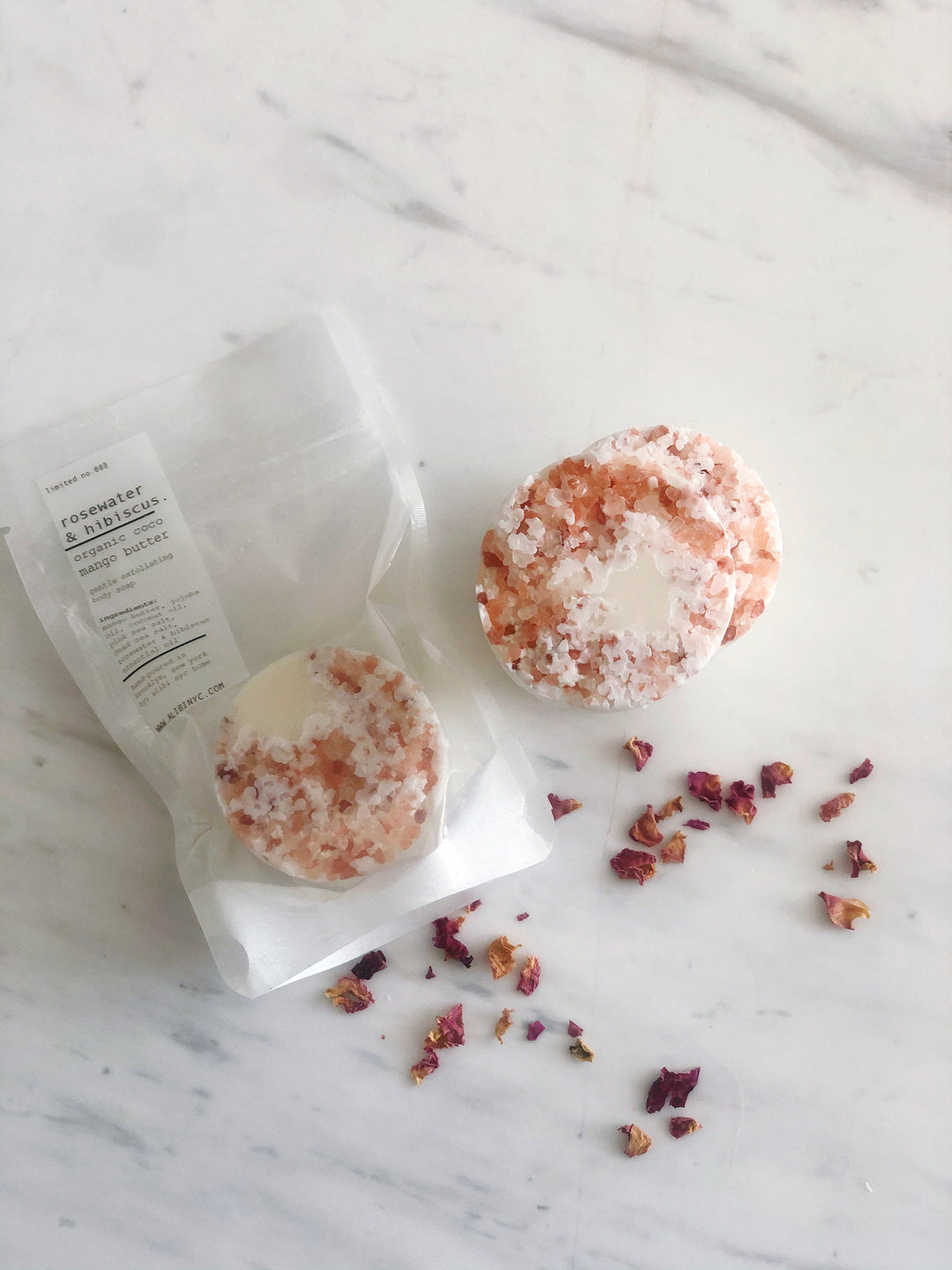 ROSEWATER + HIBISCUS ORGANIC COCO MANGO BUTTER EXFOLIATING SOAP