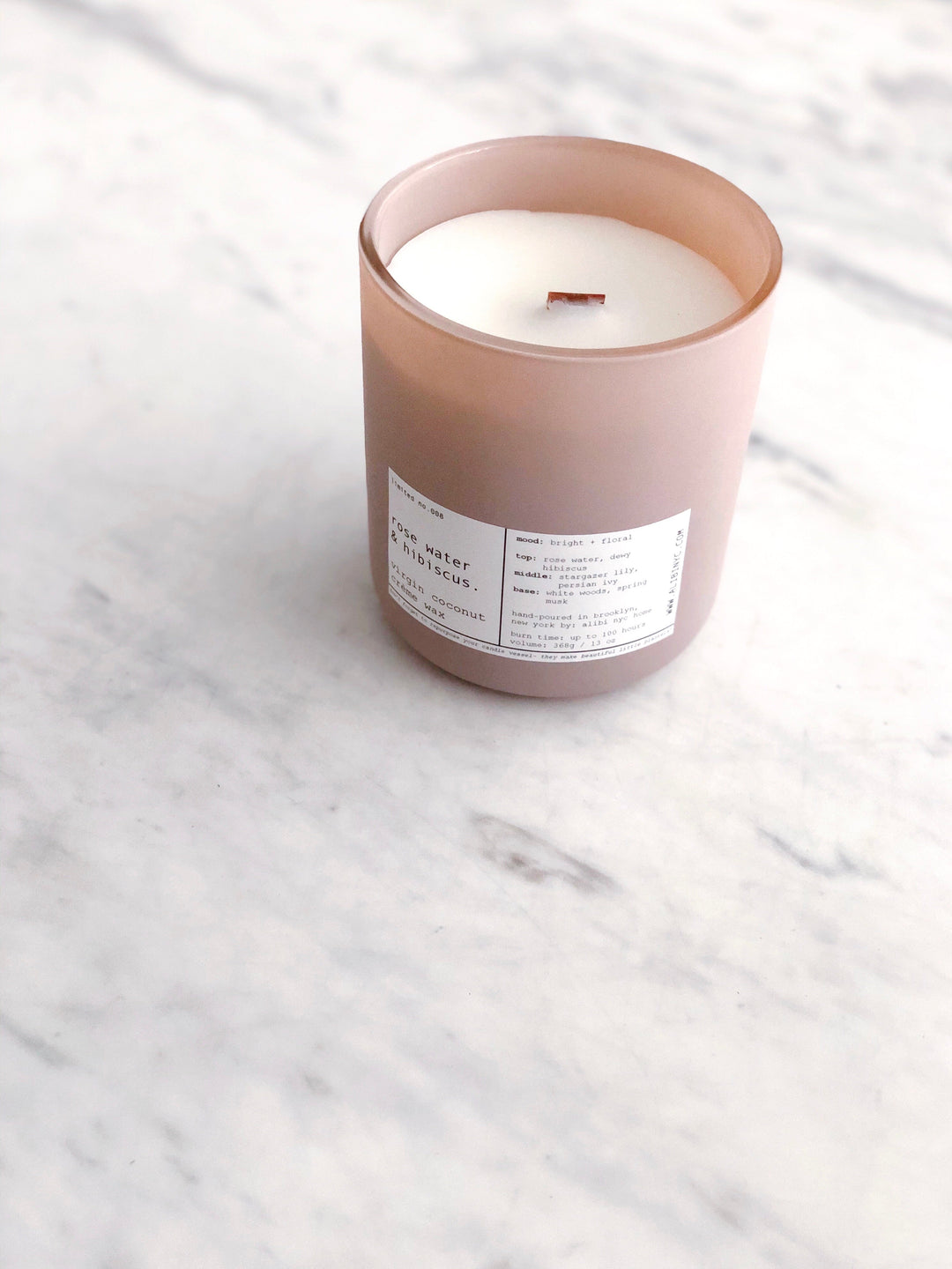 ROSE WATER & HIBISCUS | VIRGIN COCONUT CRÈME WAX & WOODEN WICK CANDLE