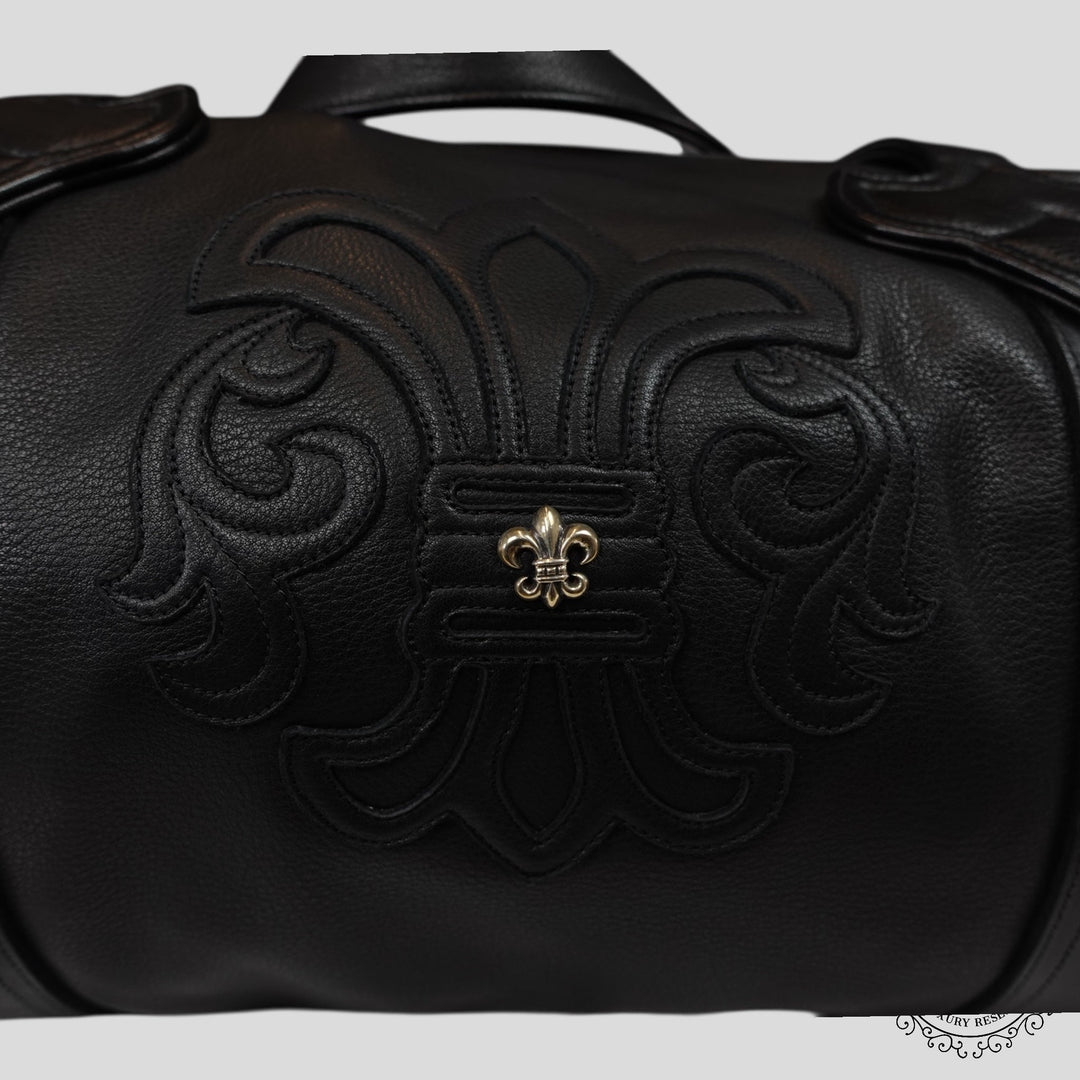 Chrome Hearts Fleur Patch Leather Duffle in Black