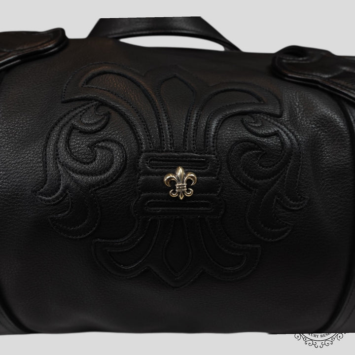 Chrome Hearts Fleur Patch Leather Duffle in Black