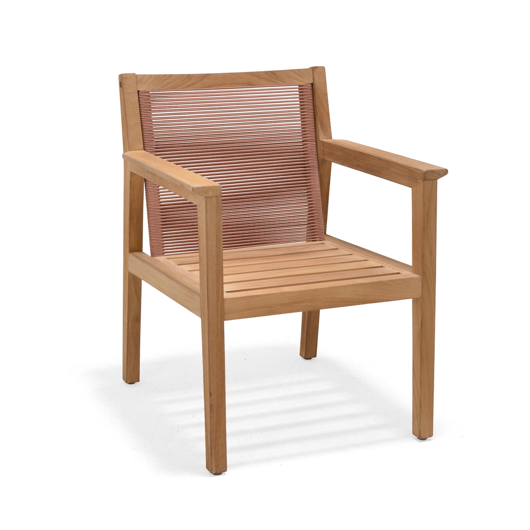 Agate Teak and Rope Armchair Terracotta