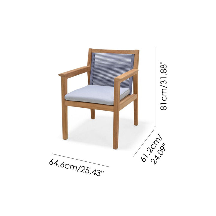 Agate Teak and Rope Armchair Blue