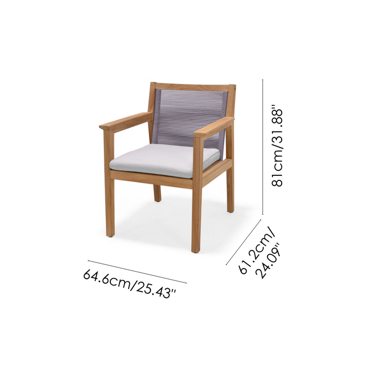 Agate Teak and Rope Armchair Taupe