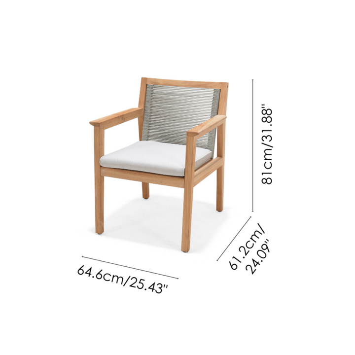 Agate Teak and Rope Armchair Green