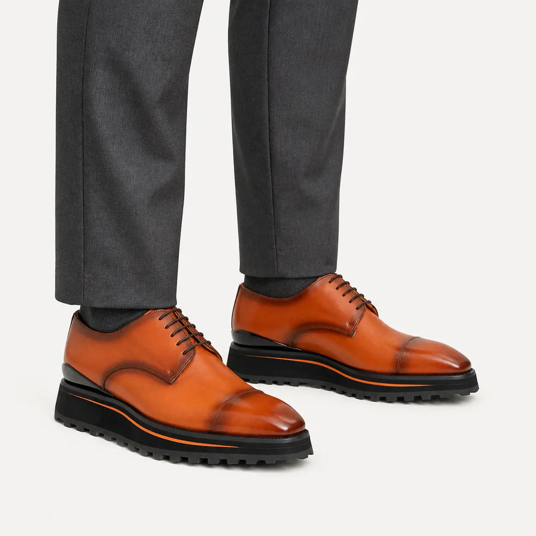 Calf leather dress three quarters derby shoes Brown