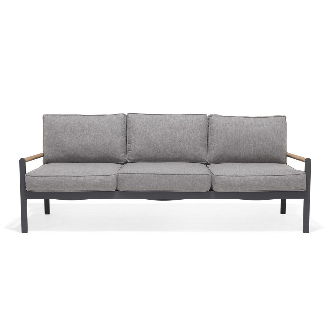 Amber Teak and Aluminum 3-Seater Sofa