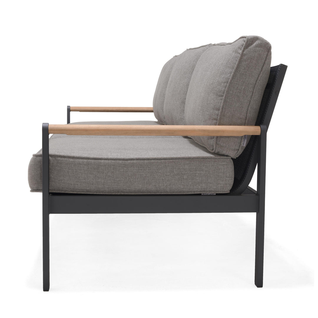 Amber Teak and Aluminum 3-Seater Sofa