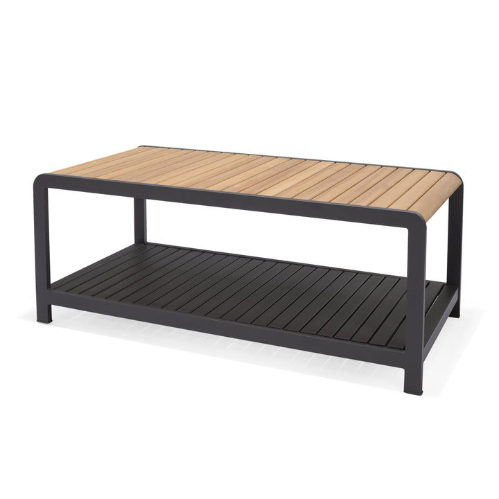 Amber Teak and Aluminum Rectangular Coffee Table